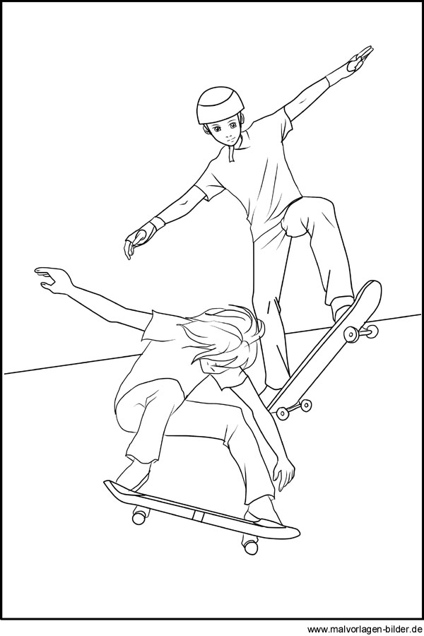 Malvorlage - Skaten Skateboard
