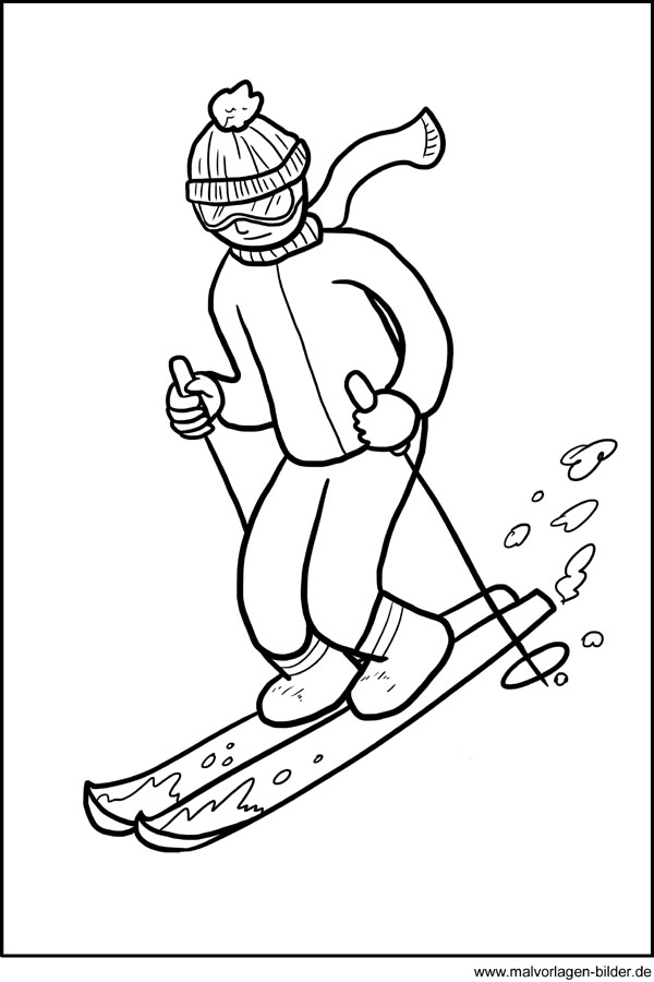 Malvorlage - Skifahren