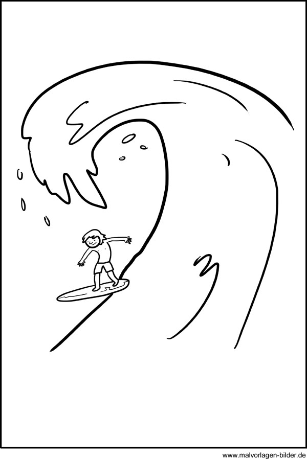 Malvorlage - Surfen Wellenreiten