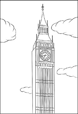 Big Ben in Londen als Malvorlage