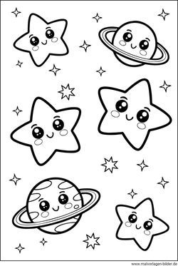 Ausmalbild Sterne Planeten Himmel