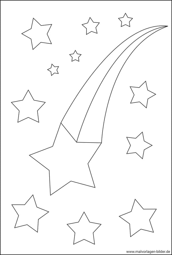 Ausmalbild Sterne Sternschnuppe