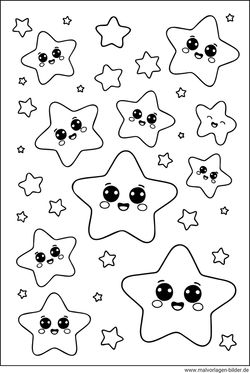 Ausmalbild Sternenhimmel mit Sternen