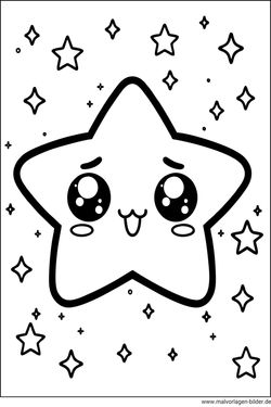 Kawaii Stern Ausmalbild
