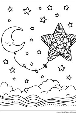 Mond und Sterne AusmalbildSternenhimmel PDF download