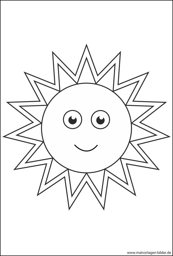 Sonne Ausmalbild für Kinder zum Ausmalen