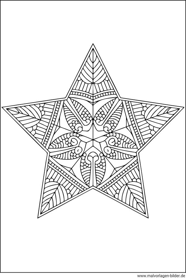 Stern mit Muster gratis Vorlage