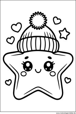 Stern mit Wintermütze Ausmalbild zum Ausdrucken