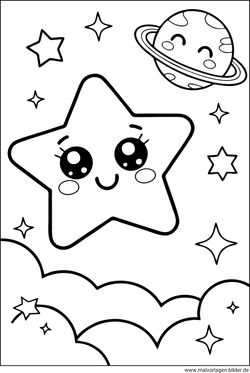 Sterne und ein Planet Malvorlage