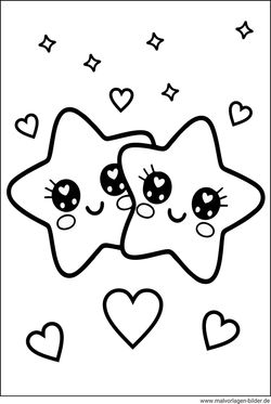 Zwei verliebte Sterne Ausmalbild