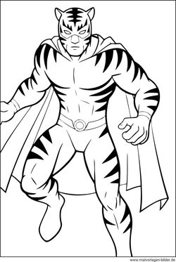 Ausmalbild Superheld Tiger
