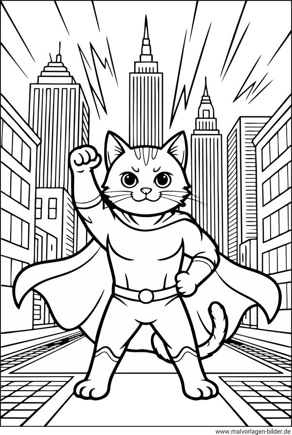Ausmalbild Superkatze