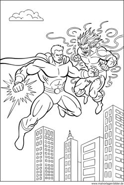 PDF Ausmalbild Superhelden kämpfen