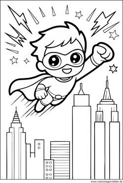 Superheld Ausmalbild Kinder kostenlos ausdrucken