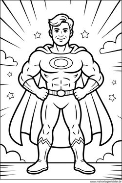 Superheld Ausmalbild kostenlos für Kinder