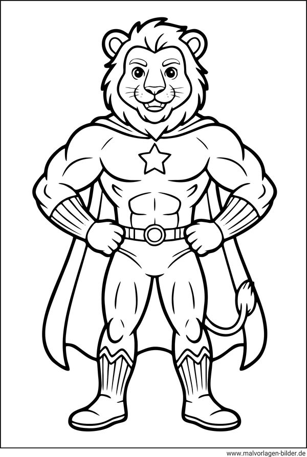 Superheld der Löwe mit Umhang Malvorlage