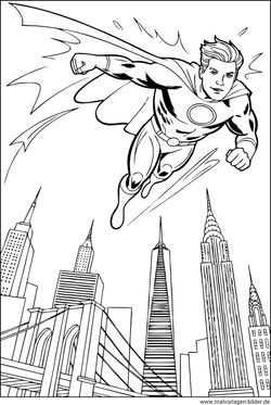 Superheld fliegt Zeichnung