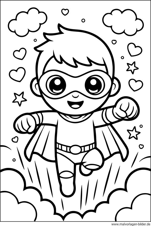 Superheld zum Ausmalen für Kinder
