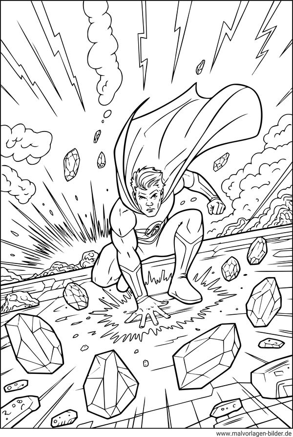 Superhelden-Landung Ausmalbild