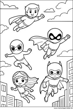 Superhelden Malvorlage für Kinder als PDF