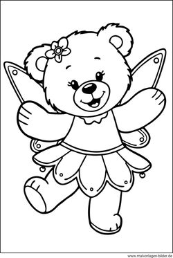 Teddybär als Fee Ausmalbild für Mädchen
