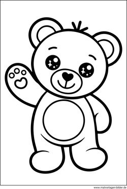 Teddybär winkt Ausmalbild ausdrucken und malen