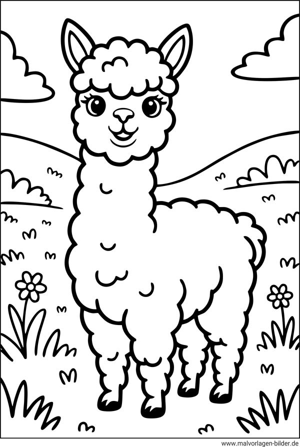 Ausmalbild Alpaka