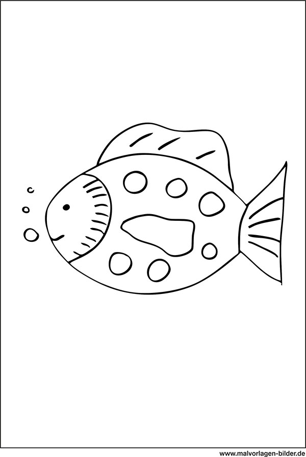 Ausmalbild Fisch für Kinder ab 3 Jahren