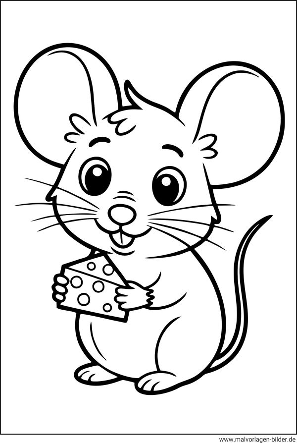 Maus mit Käse Ausmalbild