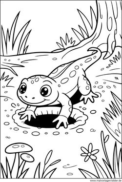 Salamander Ausmalbild gratis Herunterladen