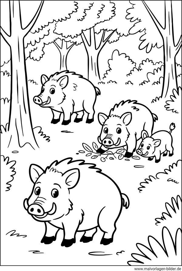 Wildschweine Ausmalbild
