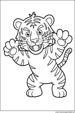 Fauchender Tiger Ausmalbild drucken malen