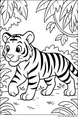 Tiger im Dschungel Ausmalbilder ausdrucken und ausmalen