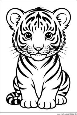 Tiger Malvorlage für Kinder kostenlos