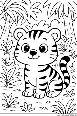 Tigerbaby im Urwald Ausmalbild