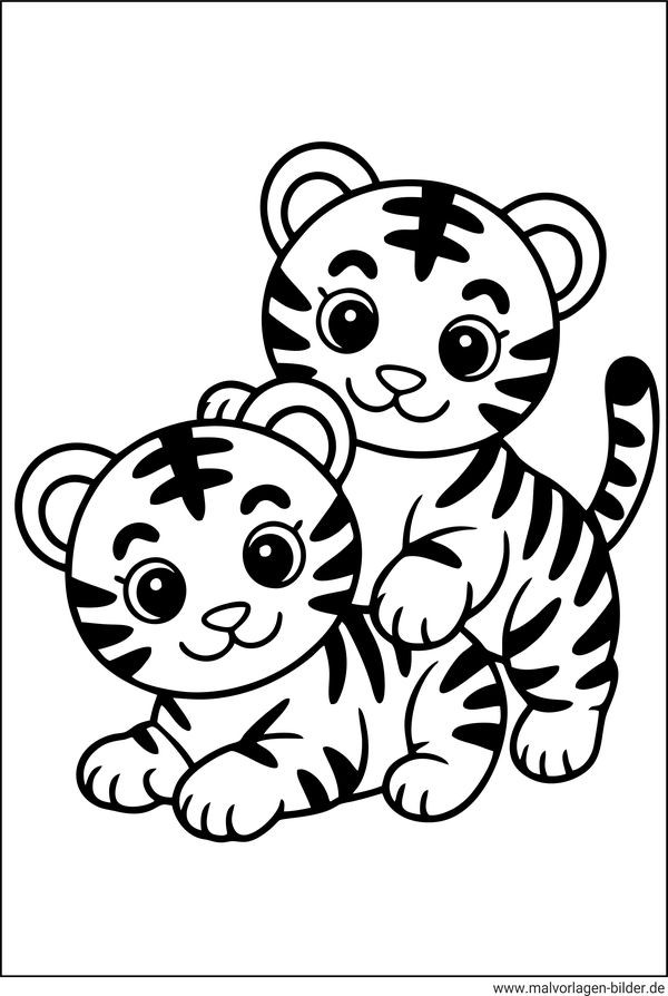 Tigerkinder beim Spielen Ausmalbild