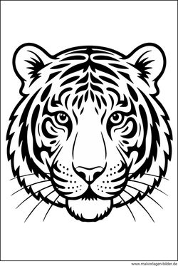 Tigerkopf Ausmalbild zum Ausdrucken und Ausmalen
