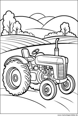 Alter Traktor Ausmalbild gratis drucken