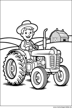 Traktor Bauer Ausmalbild ausdrucken