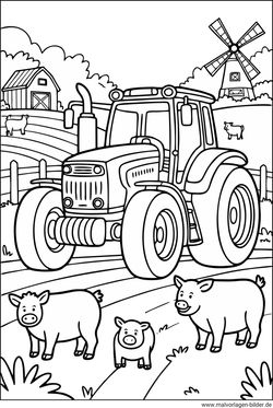 Traktor Bauernhof Malvorlage