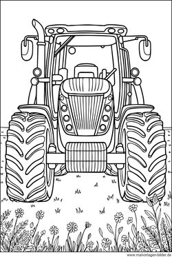 Traktor Front Ausmalbild gratis