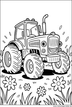 Traktor mit Gesicht Ausmalbild kostenlos ausdrucken