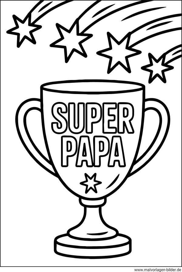 Ausmalbild Pokal Super Papa