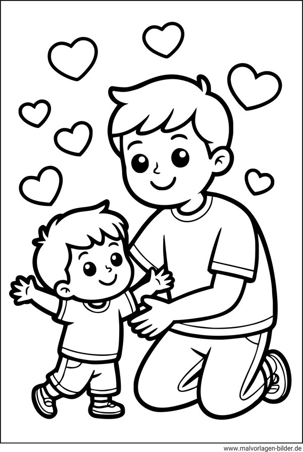 Papa und Sohn Ausmalbild