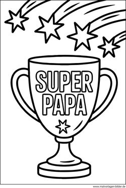 Pokal Super Papa als Malvorlage ausdrucken