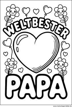 Weltbester Papa Ausmalbild mit Herz