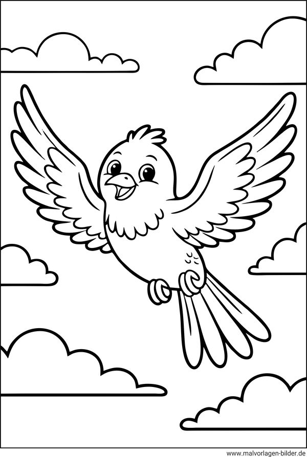 Ausmalbild Vogel fliegt