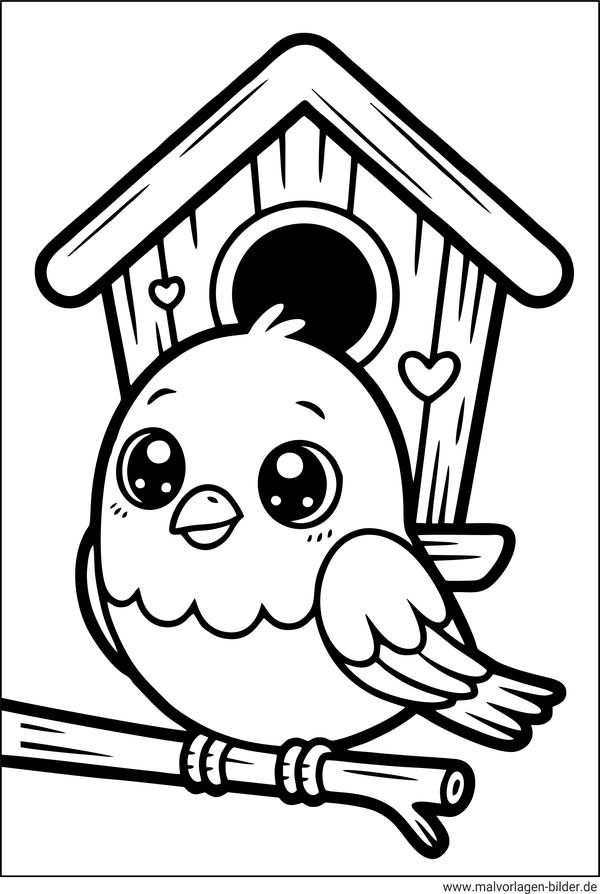 Ausmalbild Vogel Vogelhäuschen