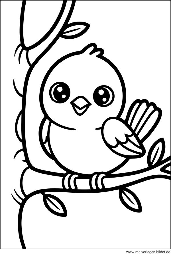 Vogel Ausmalbild einfach für Kinder
