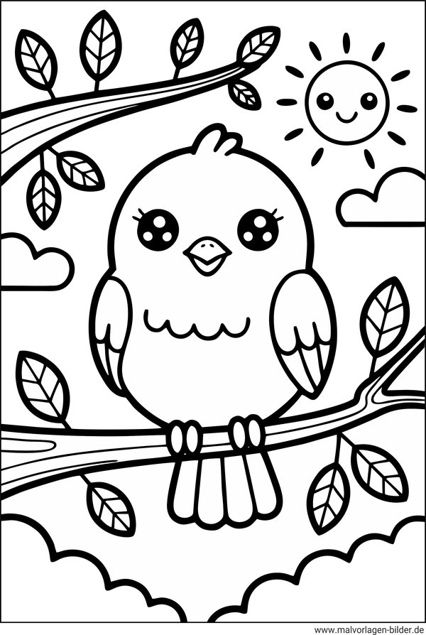 Vogel in der Natur Ausmalbild